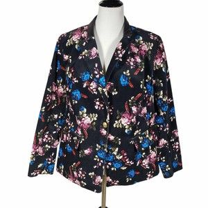 Lane Bryant The Bryant Blazer Plus Petite size 18P Black Floral Blazer NWT